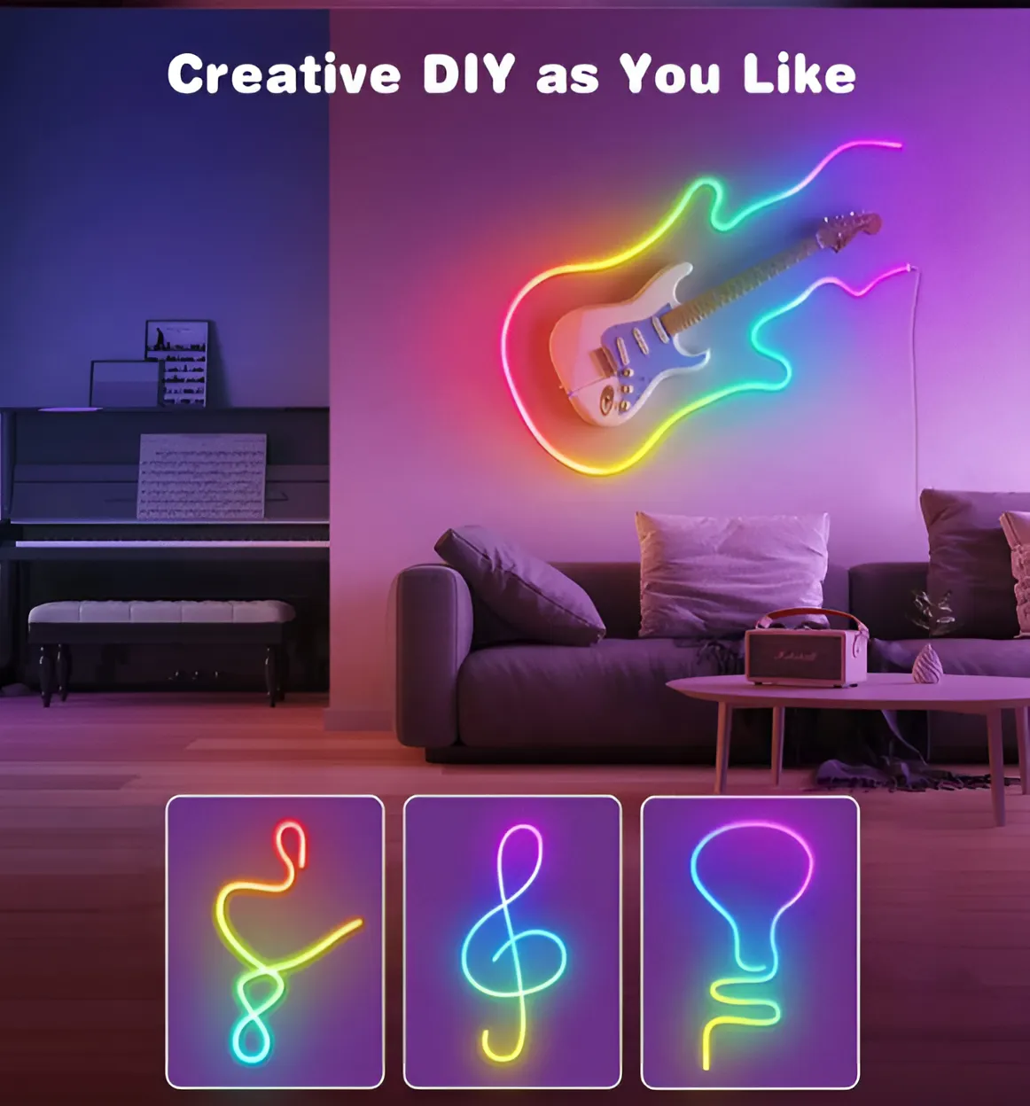 Neon LED (RGB/RGBIC) Strip Lights with Music Sync